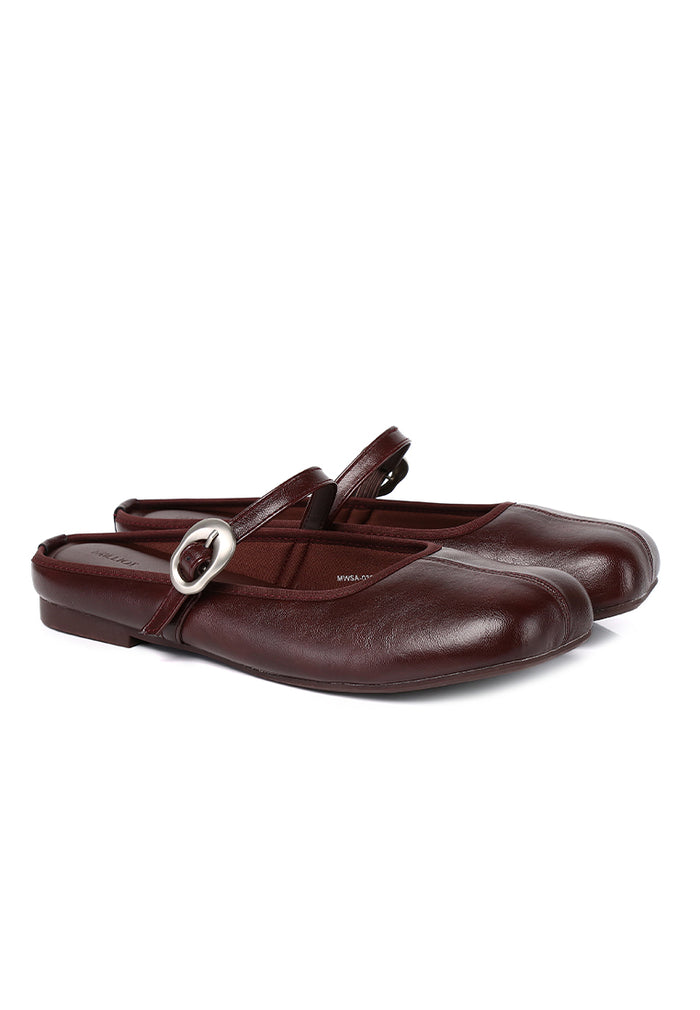 Willow Slip On Mary Jane Ballerina Flats (Burgundy)