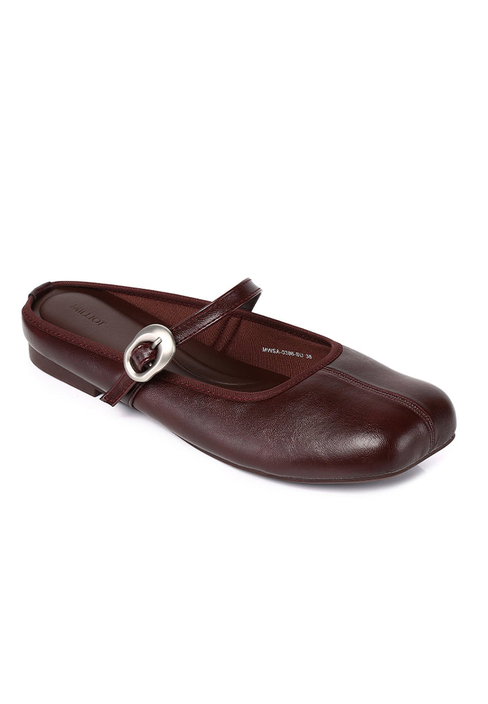 Willow Slip On Mary Jane Ballerina Flats (Burgundy)