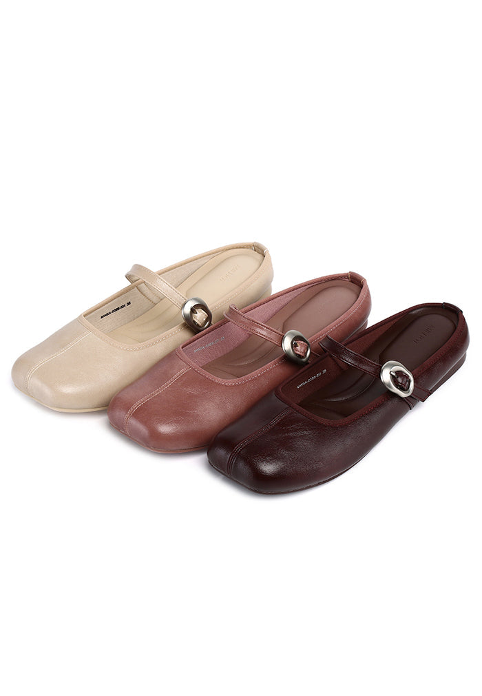 Willow Slip On Mary Jane Ballerina Flats (Burgundy)