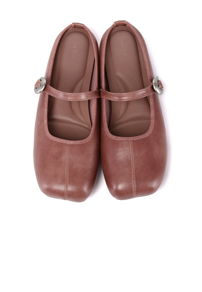 Willow Slip On Mary Jane Ballerina Flats (Dusty Pink)