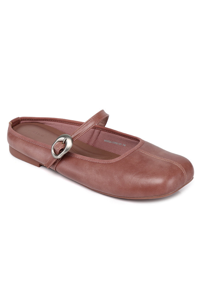 Willow Slip On Mary Jane Ballerina Flats (Dusty Pink)