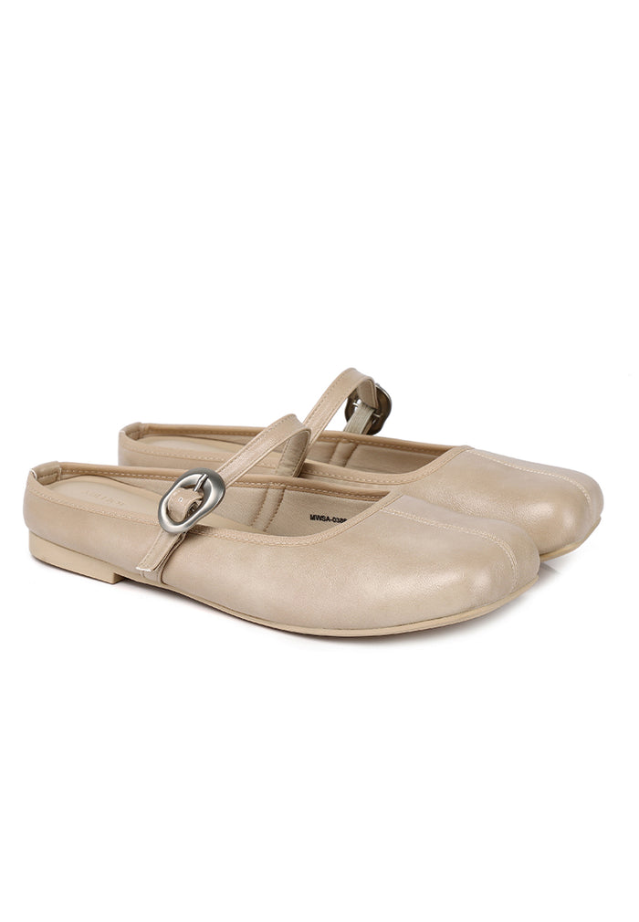 Willow Slip On Mary Jane Ballerina Flats (Khaki)