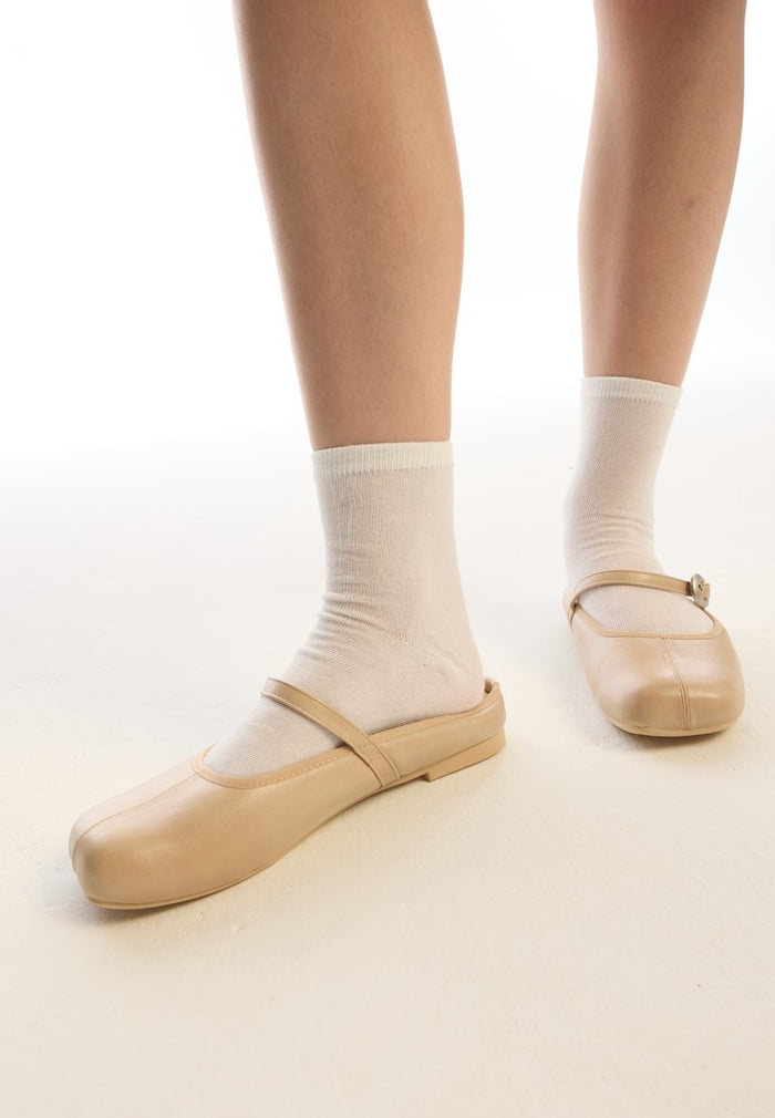 Willow Slip On Mary Jane Ballerina Flats (Khaki)
