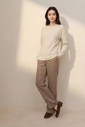 Women Arctic Wolf Solid Round Neck Sweatshirt