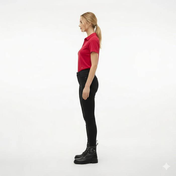 Women Berry Solid Polo Neck T-Shirt