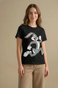 Women Black Looney Tunes Printed T-shirt