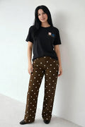 Women Black Printed Round Neck T-Shirt