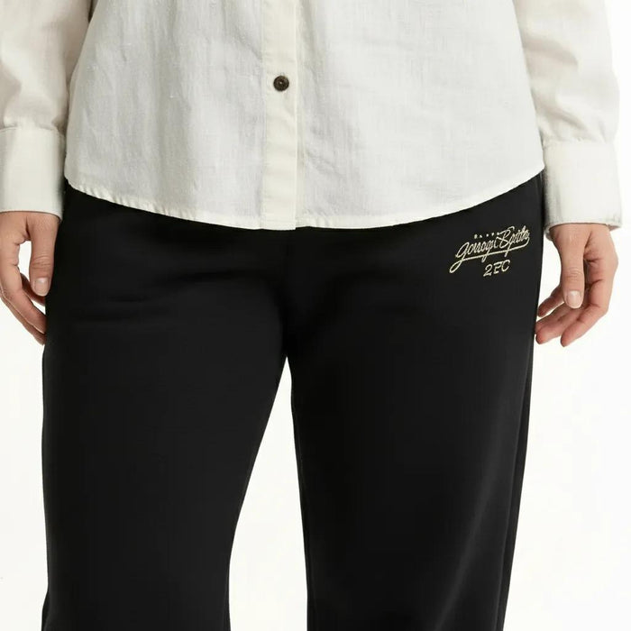 Women Black Regular Fit Typography Joggers