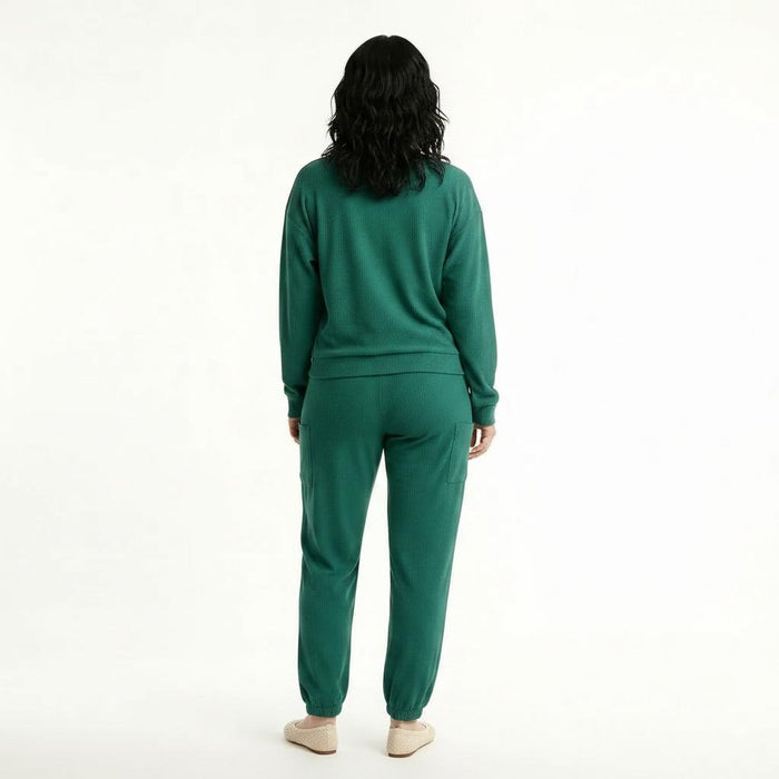 Women Bottle Green Regular Fit Self Design Cotton Joggers