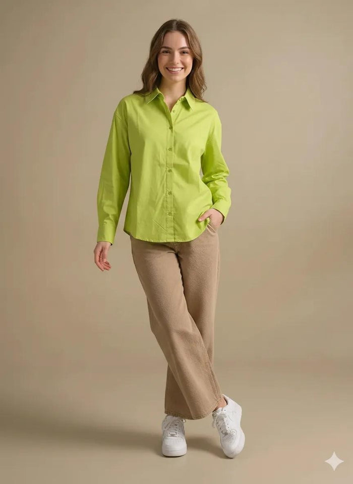 Women Casual Green Shirt