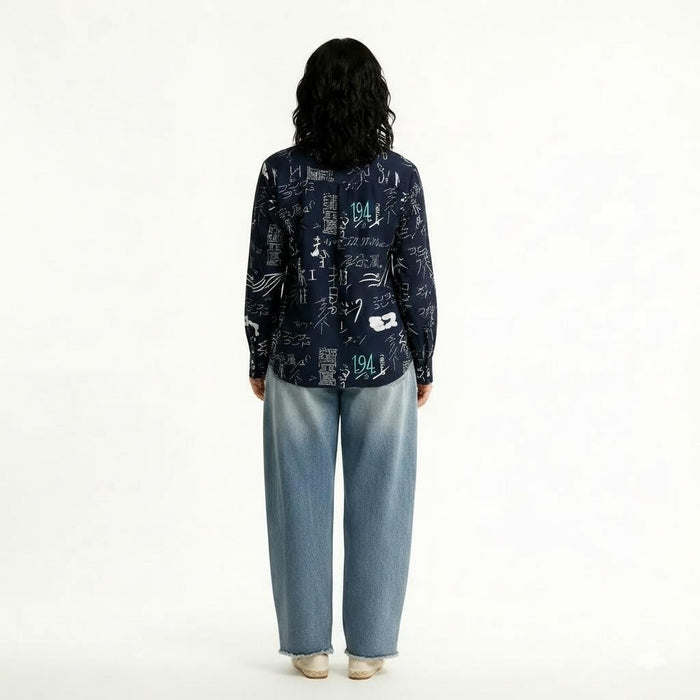 Women Charcoal Printed Casual Shirt