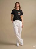 Women Charcoal Printed Round Neck T-Shirt
