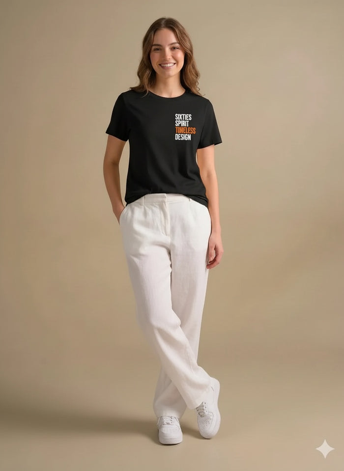 Women Charcoal Printed Round Neck T-Shirt