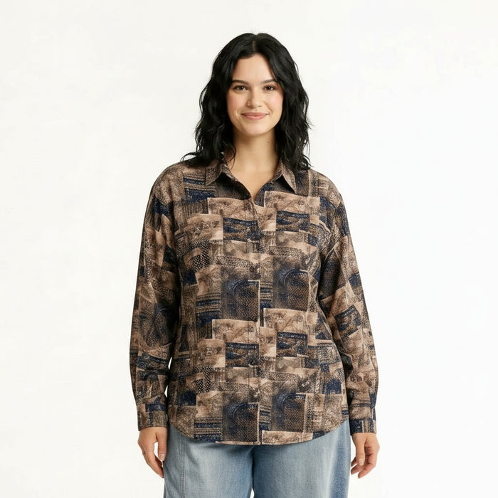Women Coffee Printed Casual Shirt