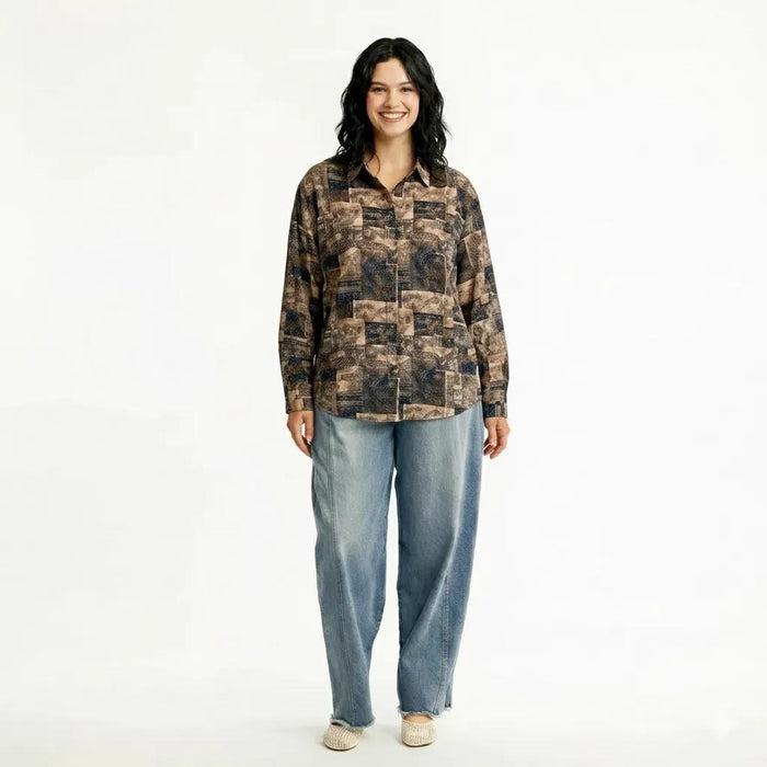 Women Coffee Printed Casual Shirt