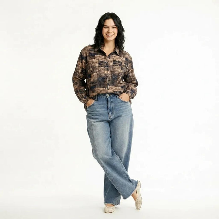 Women Coffee Printed Casual Shirt