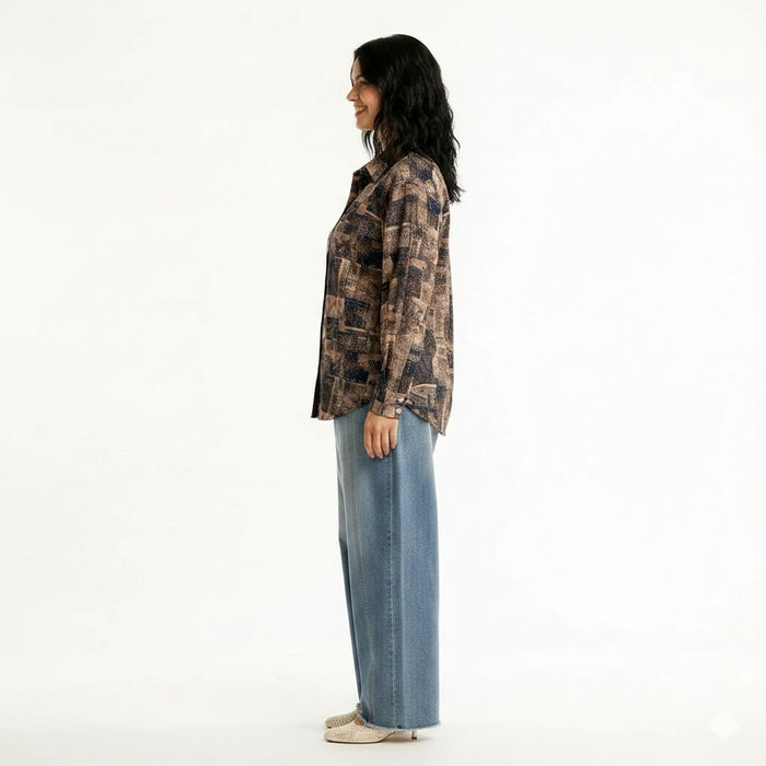 Women Coffee Printed Casual Shirt