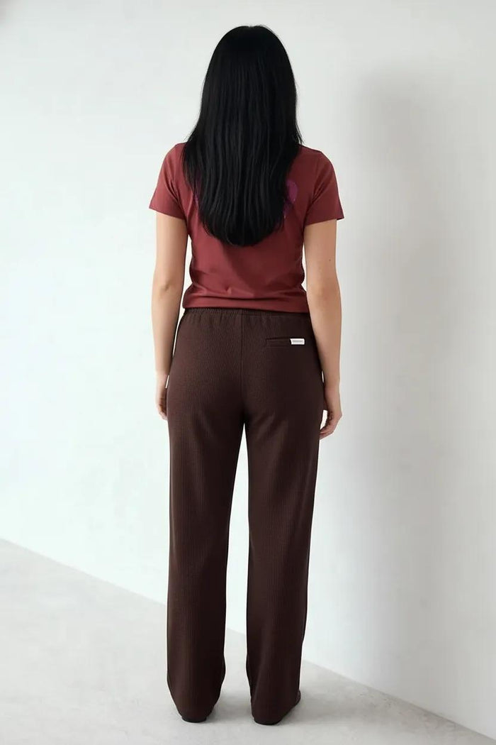 Women Coffee Regular Fit Textured Track Pants