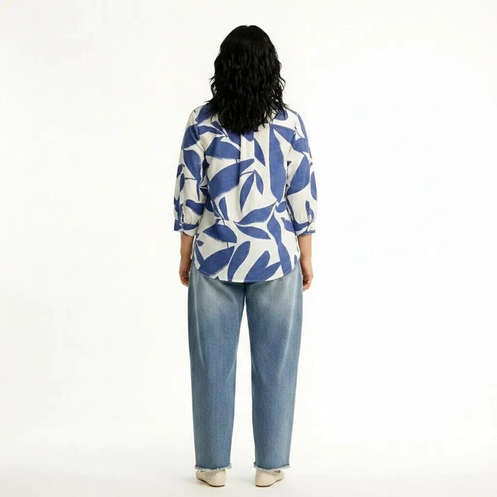 Women Denim Floral Printed Casual Shirt