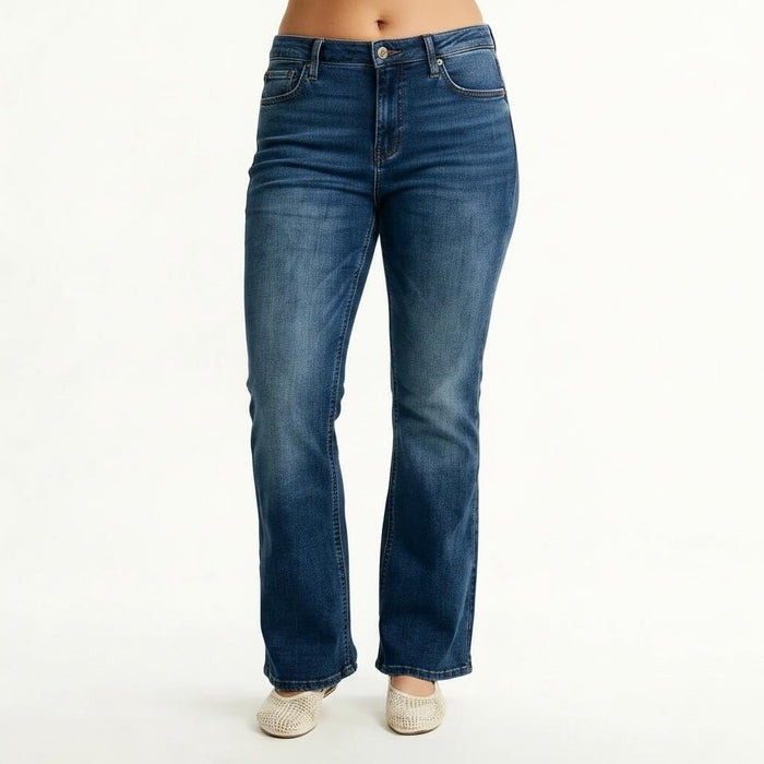 Women Dirt Blue Bootcut Mid-Rise Light Fade Stretchable Jeans