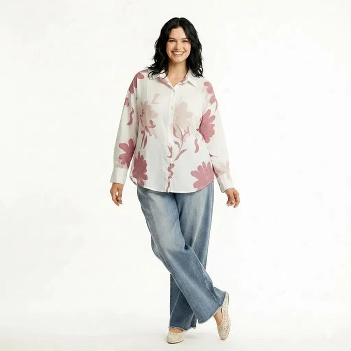 Women Hot Pink Floral Printed Casual Shirt