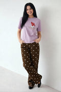 Women Lavender Printed Round Neck T-Shirt