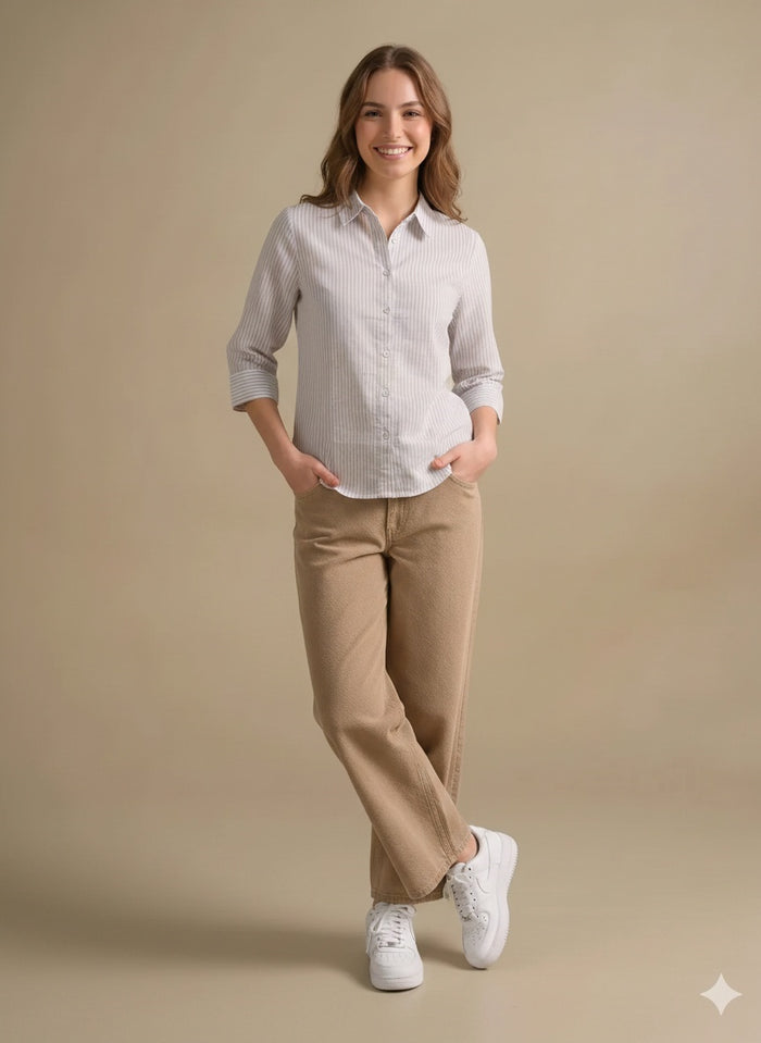 Women Lavender Striped Shirts