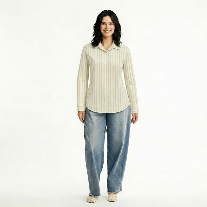 Women Lemon Striped Casual Shirt