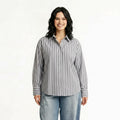 Women Lilac Striped Casual Shirt