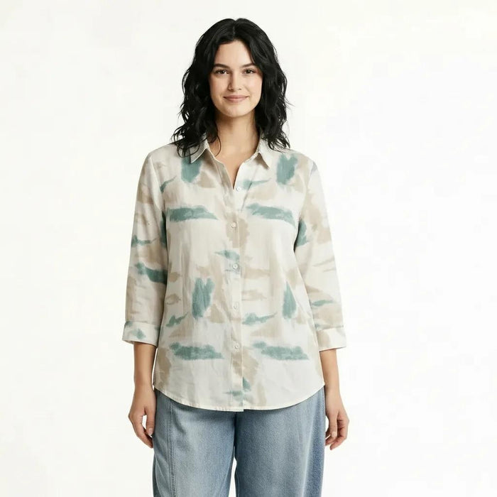Women Mint Printed Casual Shirt