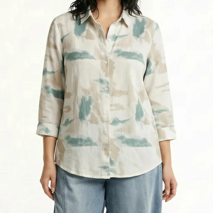 Women Mint Printed Casual Shirt