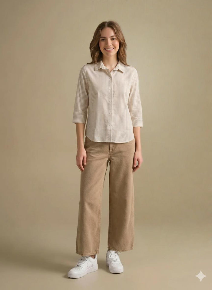Women Natural Striped Shirts