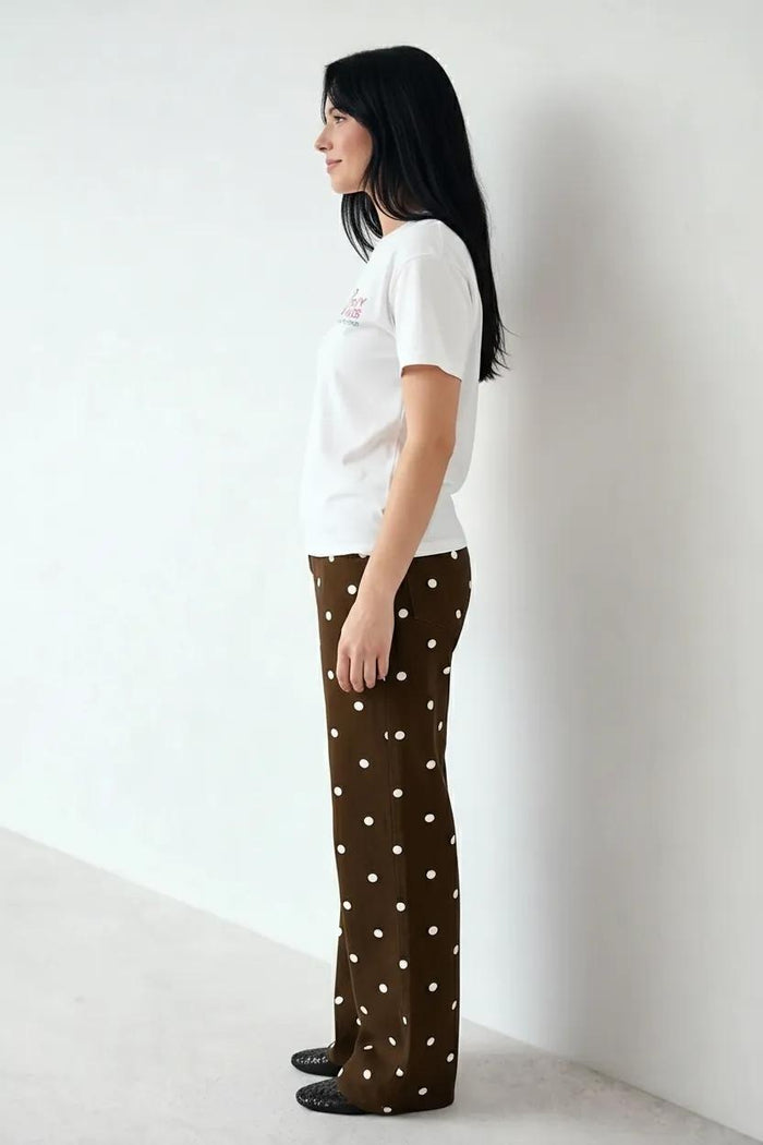 Women Off White Printed Round Neck T-Shirt