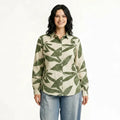 Women Olive Floral Printed Casual Shirt