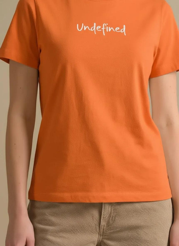 Women Orange Printed Round Neck T-Shirt