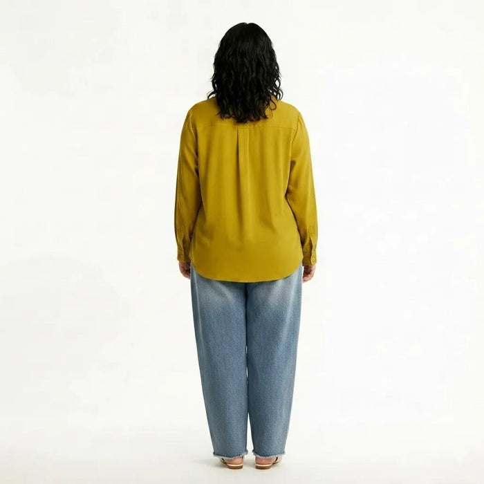 Women Paradise Spread Collar Long Sleeves Cotton Shirt