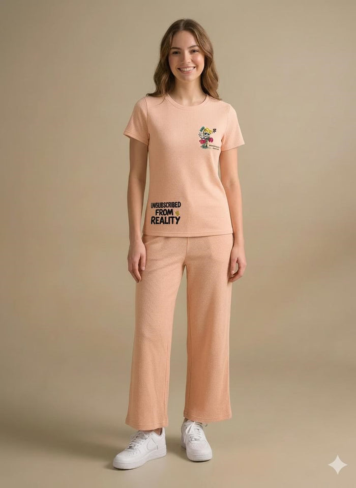 Women Peach Printed T-shirt