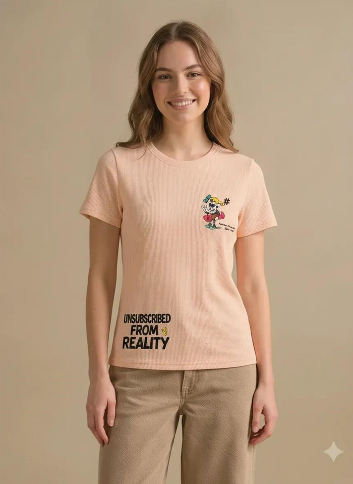 Women Peach Printed T-shirt