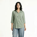 Women Pistachio Floral Printed Casual Shirt