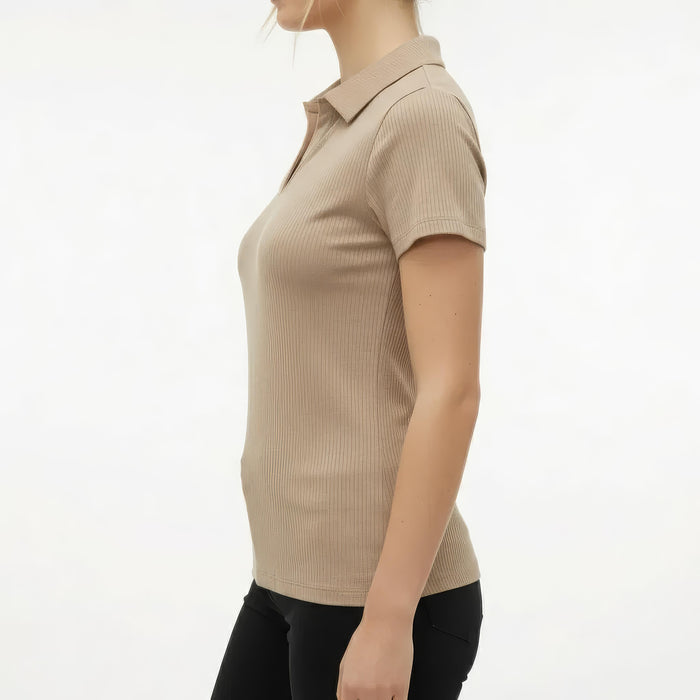 Women Safari Solid Polo Neck T-Shirt