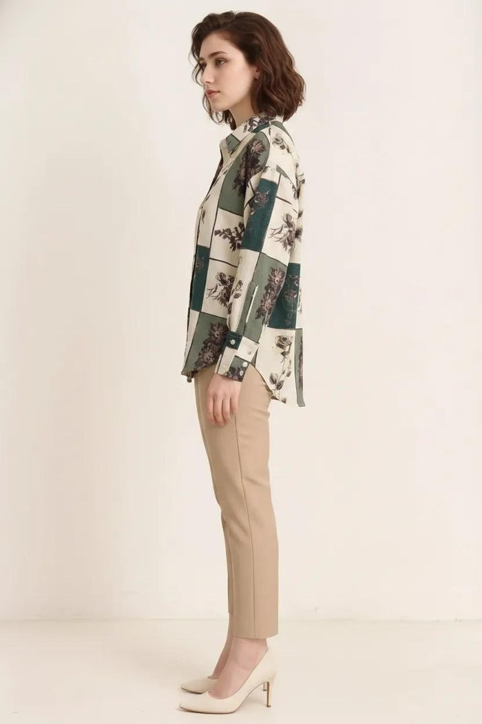 Women Sage Floral Printed Casual Shirt