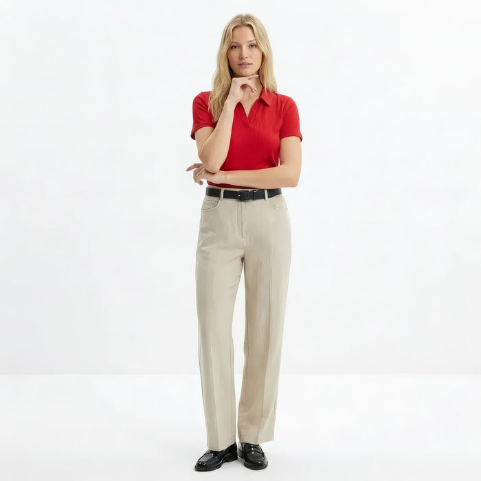 Women Salsa Solid Polo Neck T-Shirt