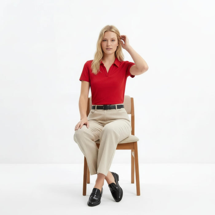 Women Salsa Solid Polo Neck T-Shirt