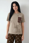 Women Sand Printed Round Neck T-Shirt