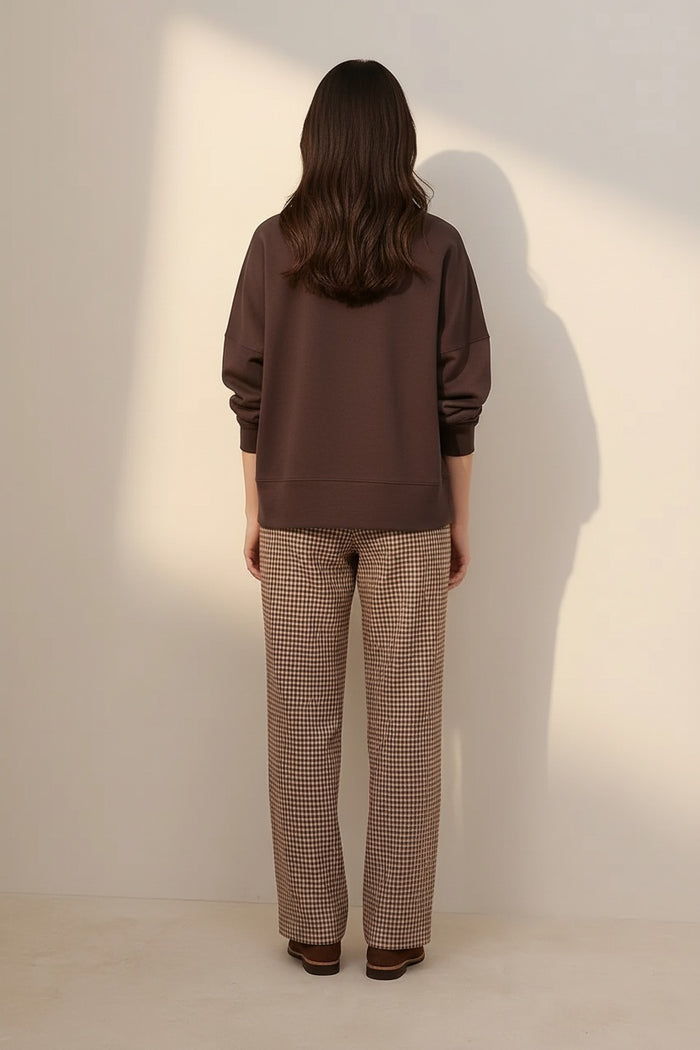 Women Solid Round Neck Sweatshirt