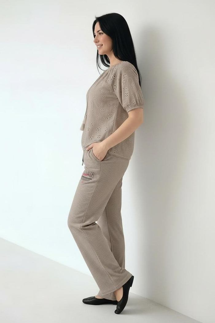 Women Stone Regular Fit Textured Track Pants
