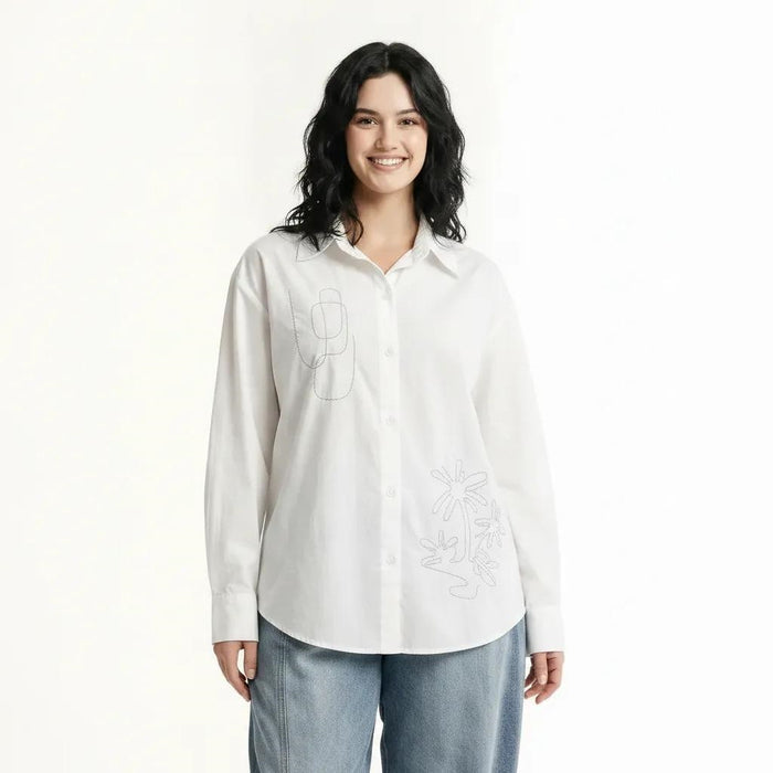 Women White Printed Casual Shirt