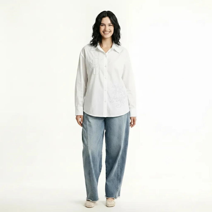 Women White Printed Casual Shirt