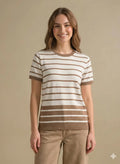 Women White-Stone Striped T-shirt
