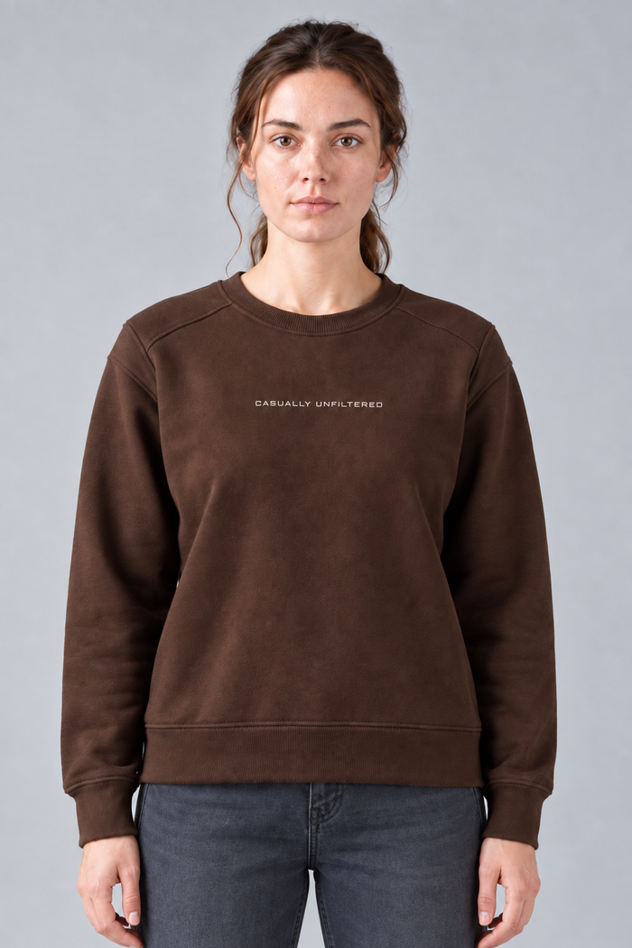 Women’s Espresso Brushed Cotton Fleece Core Sweatshirt – Regular Fit